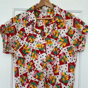 Vintage Floral Print Button Down